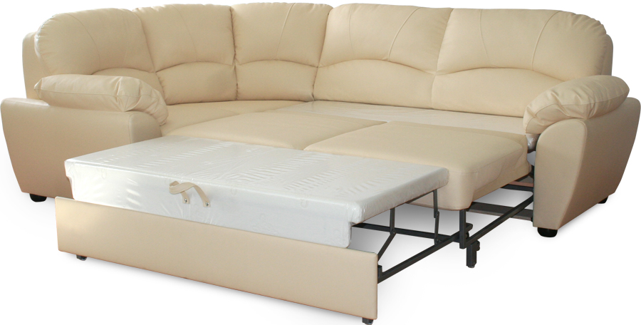 Угловой кожаный диван-кровать Милена