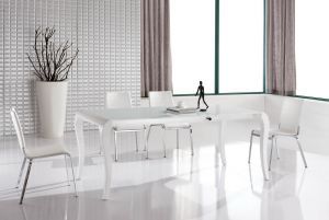 Столы и стулья:Обеденные столы:Cтол-трансформер обеденный M-100 (белый лак) раздвижной