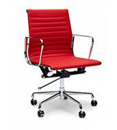 Ribbed Office Chair EA 117 красная кожа